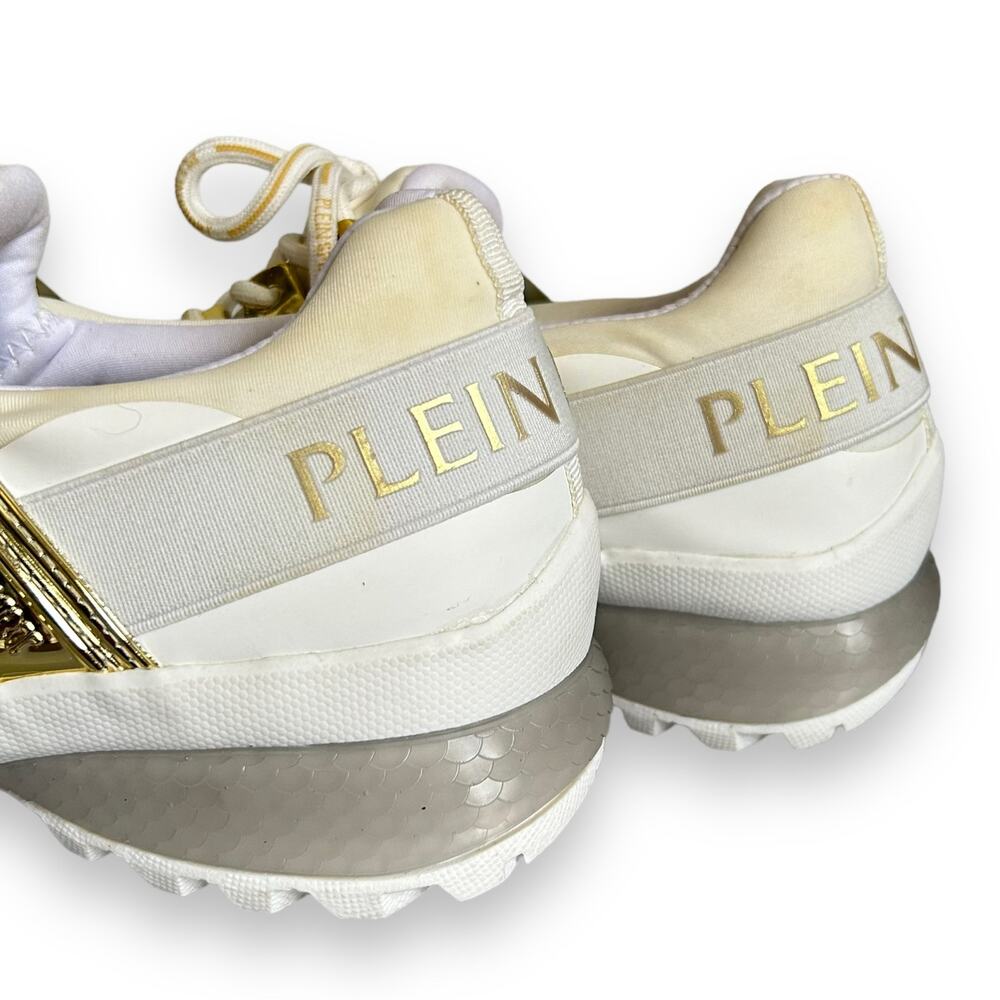 Plein Sport Gold Metallic Lace Up Shoes White Size 37/7 - Picture 10 of 16